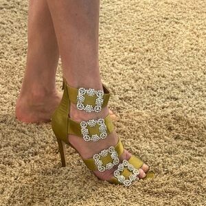 Cape Robbin Olive Green Embellished Heels in Size 7.5